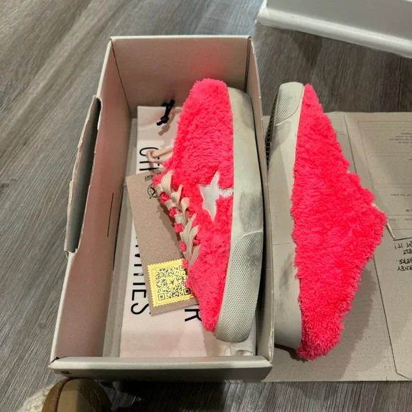 Golden Goose Superstar Sabot Fuchsia White Slip On Shearling Sneakers - Picture 15 of 15